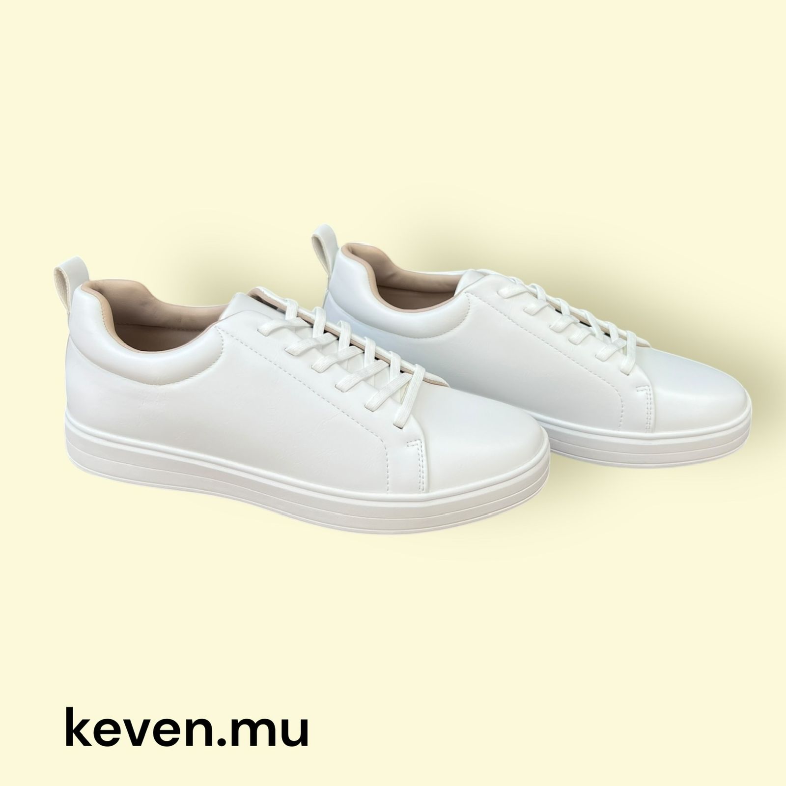 White Minimalist Leather Sneakers - men's shoes online delivery Mauritius